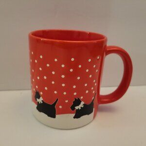 Ceramic Mug With Scottie Dog Design & Polka Dots Snow Red